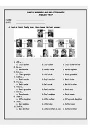 English Worksheet: Family relationships