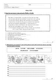 English Worksheet: Happy Street 2 Final Test