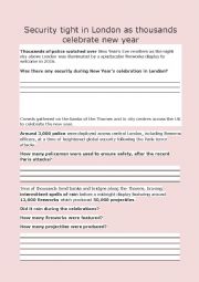 English Worksheet: New Year Celebration reading-For Dyslexic students