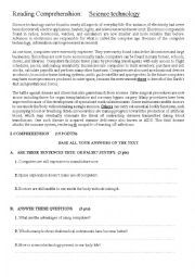 English Worksheet: Science and Technology