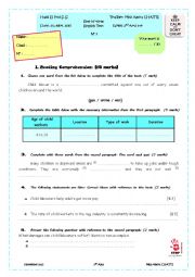 English Worksheet: End-of-term 1 2nd Arts