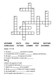 English Worksheet: Weather crossword