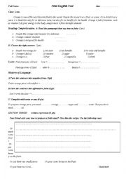 test about orange fruit for 2nd year middle school students