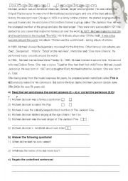 English Worksheet: Michael Jackson