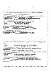 English Worksheet: Verb to Be in the past
