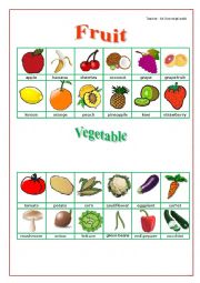 English Worksheet: fruit and vegetables