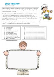 Reading Comprehension and Writing Activity for Boys