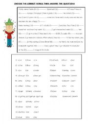 English Worksheet: choose the best answer