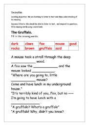 English Worksheet: Gruffalo