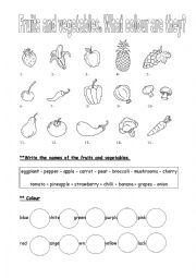 FRUITS AND VEGETABLES. WHAT COLOUR ARE THEY?