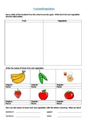 English Worksheet: Fruit and Vegetables