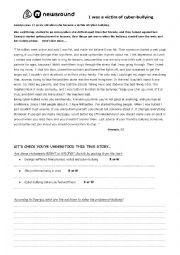 English Worksheet: CYBERBULLYING