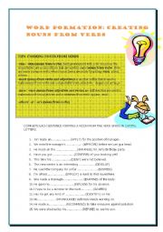 English Worksheet: WORD FORMATION NOUNS FROM VERBS
