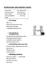 English Worksheet: meeting and greetings