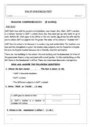 English Worksheet: end of term test