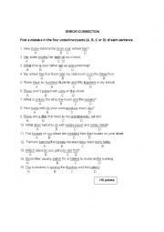 English Worksheet: Error Correction 2 - Multiple Choice Question