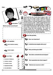English Worksheet: RC Series British Edition_16 Daniel Radcliff (Fully Editable + Key)