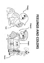 English Worksheet: Inside Out coloring and feelings