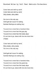 English Worksheet: Song: Hundred Miles by Yall feat Gabriela Richardson (Desigual advert)