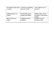 English Worksheet: Conversation starter - Topics for debate