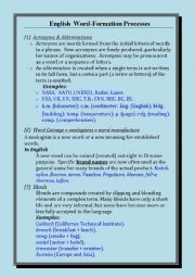 English Worksheet:   English word-formation 