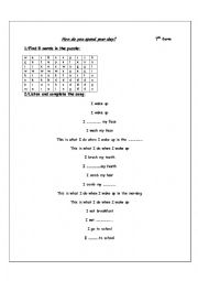 English Worksheet: daily routines