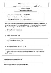 English Worksheet: Capitalization and punctuation