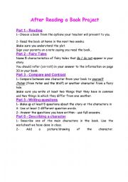 English Worksheet: After reading a book project - guidlines for the students