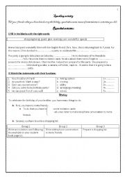 English Worksheet: speakin, writing, and grammar activities (Third hour): 8th year