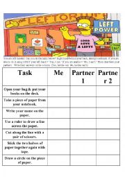 English Worksheet: Can/Cant Leftorium Activity