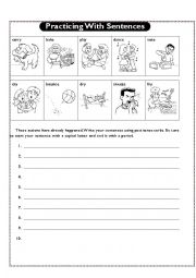 English Worksheet: Writng  sentences using past tense verbs