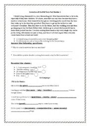 English Worksheet: correction