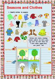 English Worksheet: Clothes and Seasons