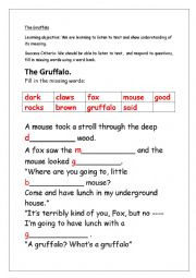 English Worksheet: Gruffalo