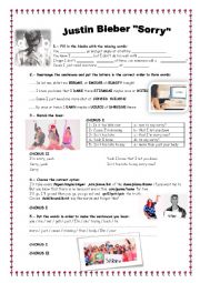 One time - Justin Bieber - ESL worksheet by Mila Pires