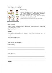 English Worksheet: Daily rutines 