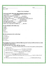 English Worksheet: Winter Term Test Paper 7 form