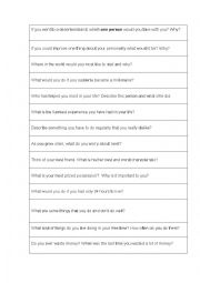 English Worksheet: Getting to know you questions