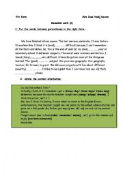 English Worksheet: remedial work 2 9th form