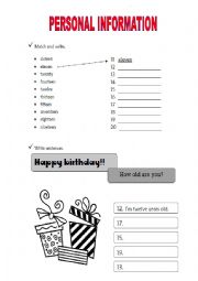 English Worksheet: ages