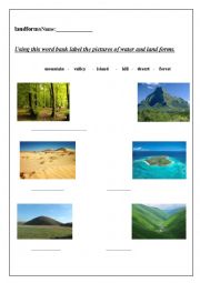 English Worksheet: landforms