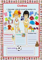 English Worksheet: Clothes and events.