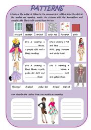 English Worksheet: PATTERNS AND CLOTHES