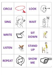 English Worksheet: Classroom English - imperative (memory game)