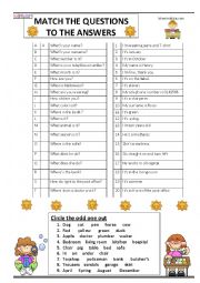 English Worksheet: match the questions to the answers