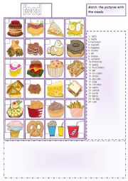 English Worksheet: food matching