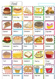 English Worksheet: food pictionary