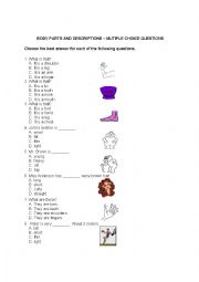 Body Parts and Descriptions - Multiple Choice Questions