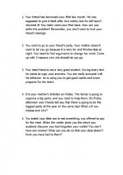 English Worksheet: Problem solving for teenagers