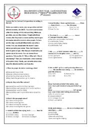 English Worksheet: 14/15 GRADE 9 1st TERM 2nd TEST